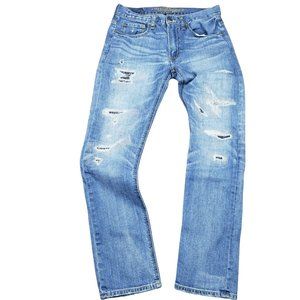 American Eagle Core Flex Slim Distressed Jeans Patchwork Destroyed Mens 30x32